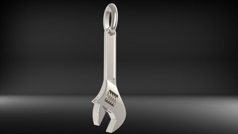 Wrench pendant silver gold printable jewelry  3D print model_8