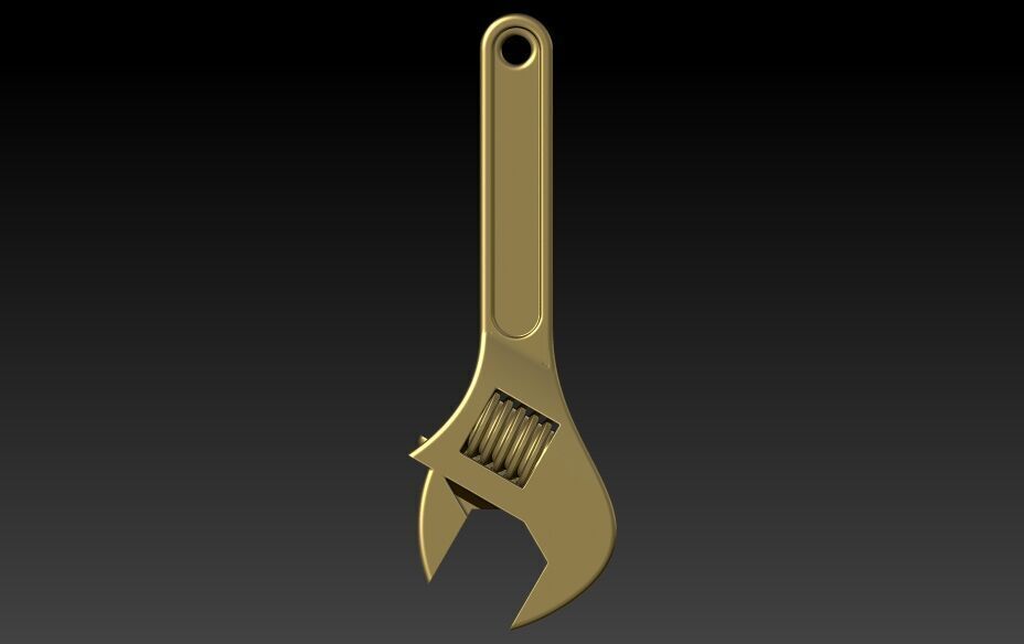 Wrench pendant silver gold printable jewelry  3D print model_5