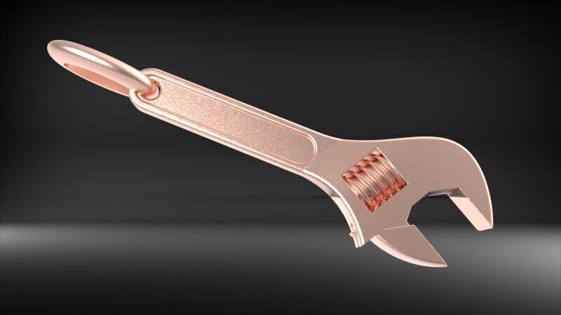 Wrench pendant silver gold printable jewelry  3D print model_10