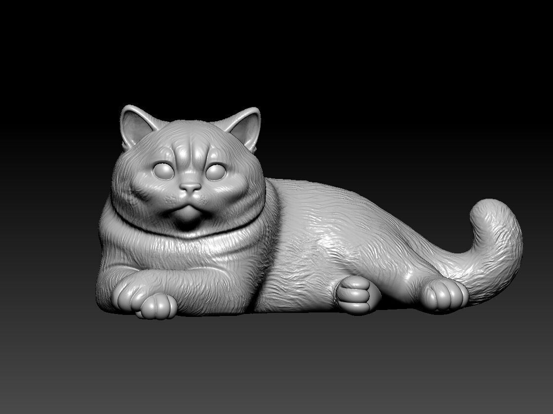 Fat Cat lying down model - 3D print 3D print model_1