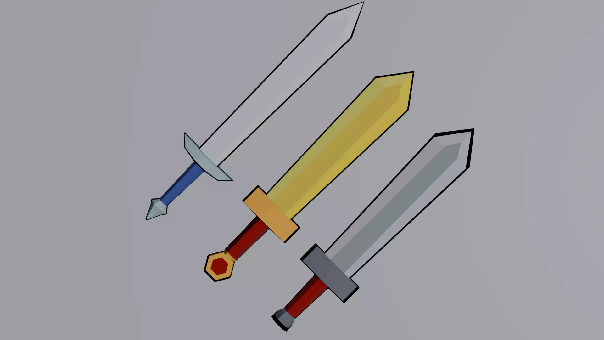 Stylized Cartoon Swords Low-poly 3D model_0
