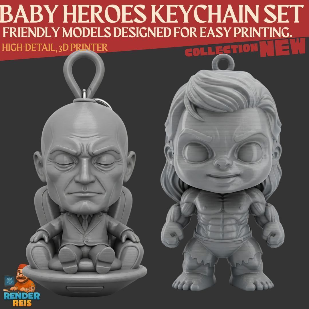Cute Heroes Characters Keychain Collection Set of 6 3D print model_1