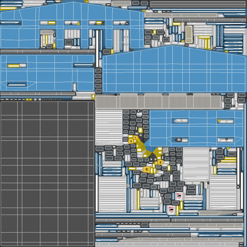 Industrial Building Blue Low-poly 3D model_9