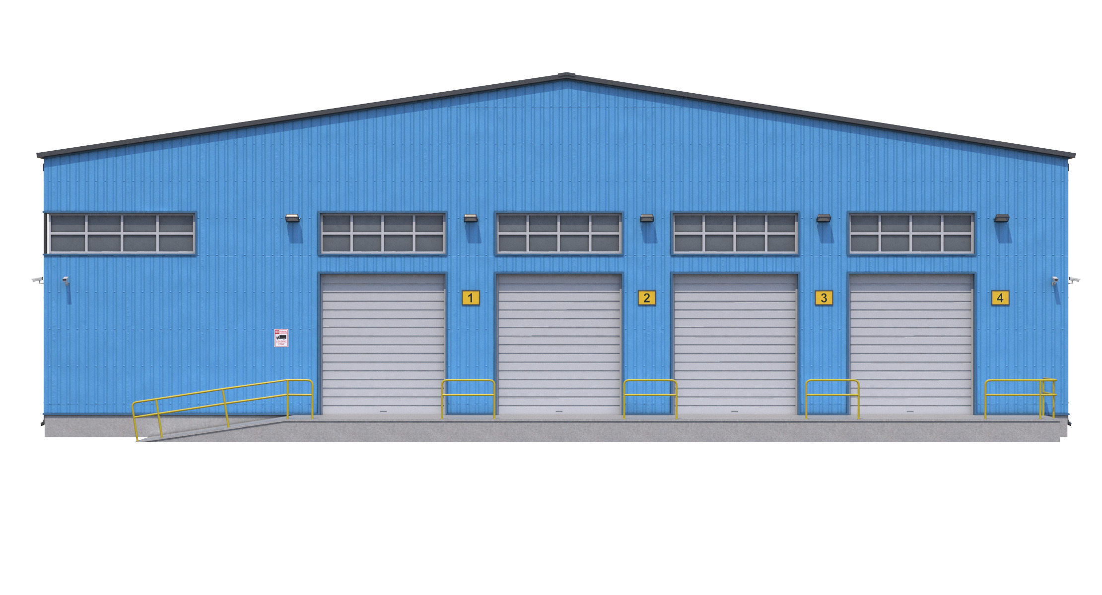 Industrial Building Blue Low-poly 3D model_5