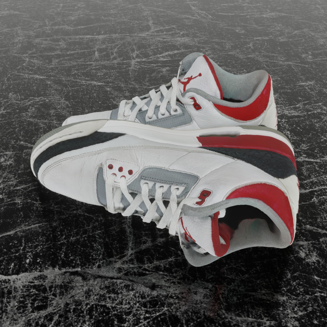 AIR JORDAN 3 FIRE RED 3D SHOES Low-poly 3D model_7