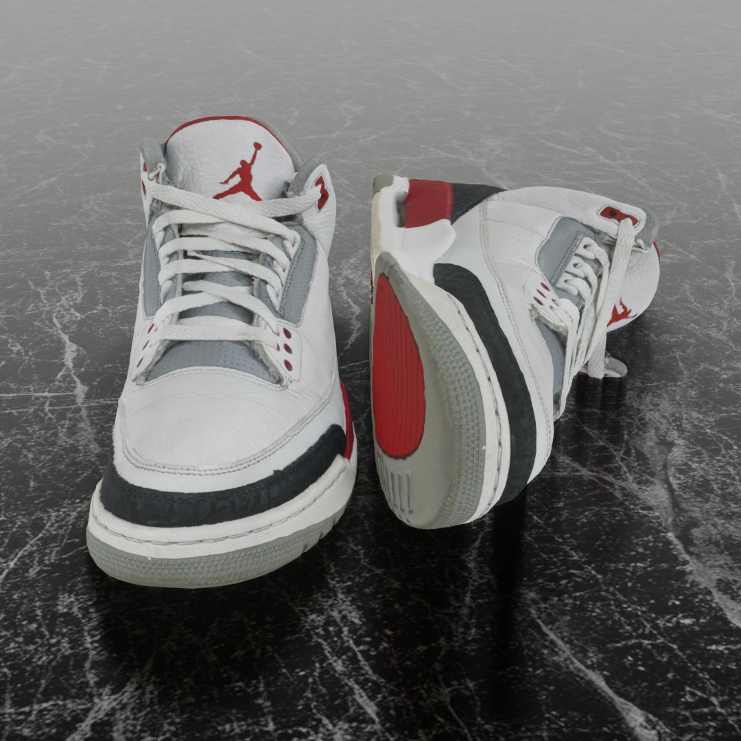 AIR JORDAN 3 FIRE RED 3D SHOES Low-poly 3D model_3