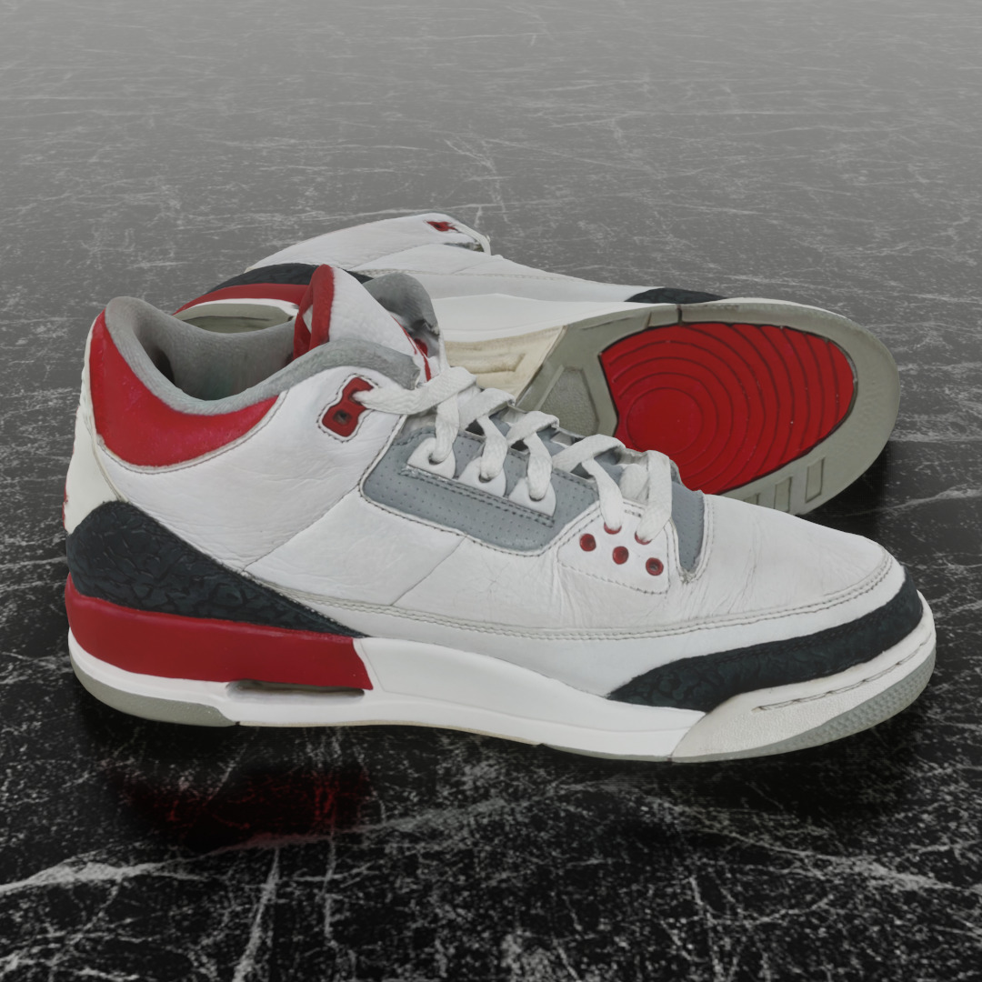 AIR JORDAN 3 FIRE RED 3D SHOES Low-poly 3D model_4