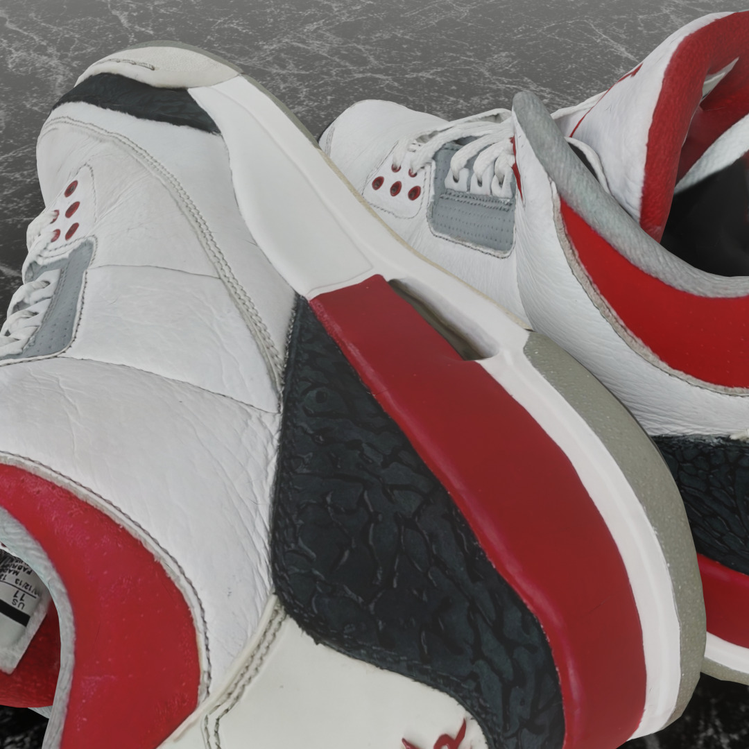 AIR JORDAN 3 FIRE RED 3D SHOES Low-poly 3D model_8