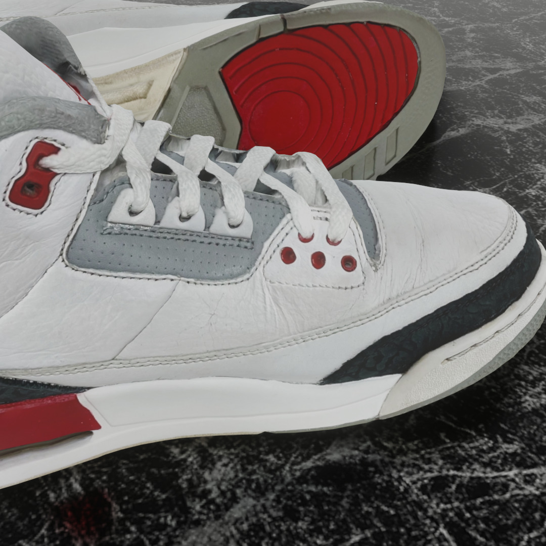 AIR JORDAN 3 FIRE RED 3D SHOES Low-poly 3D model_10