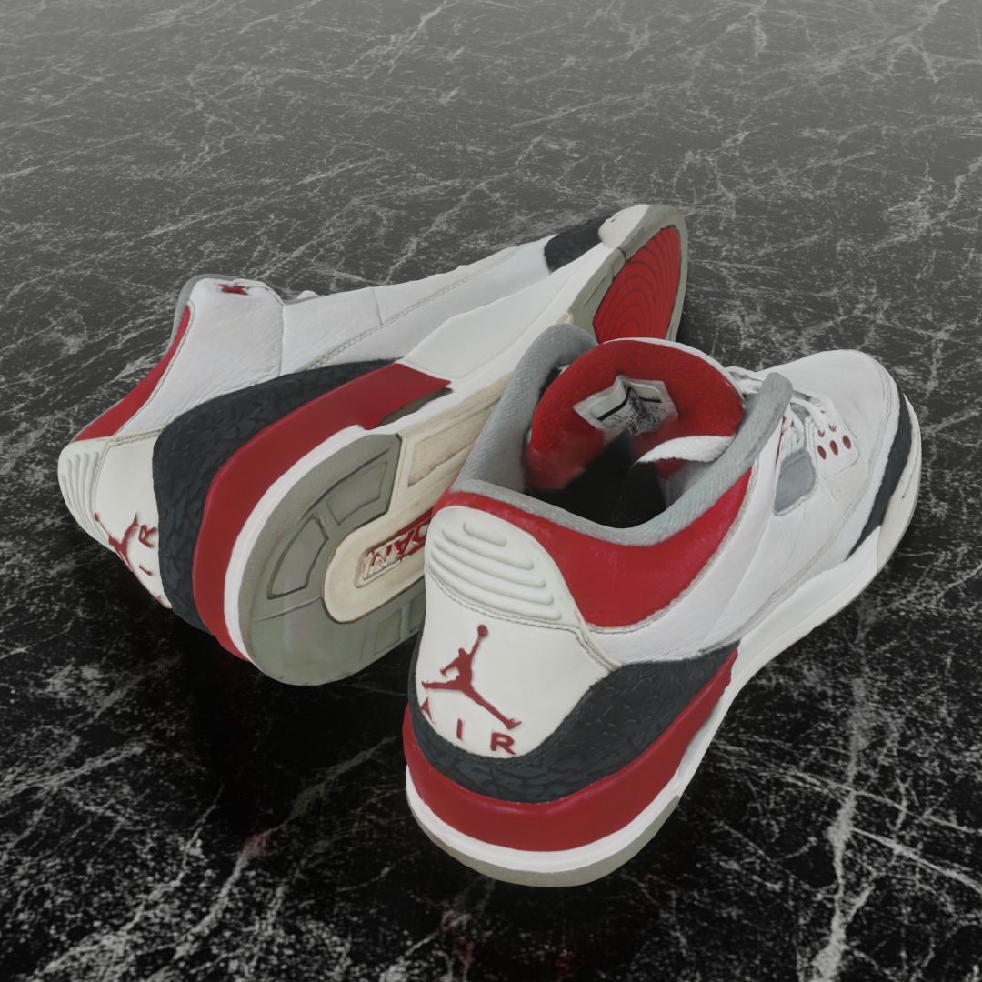 AIR JORDAN 3 FIRE RED 3D SHOES Low-poly 3D model_5