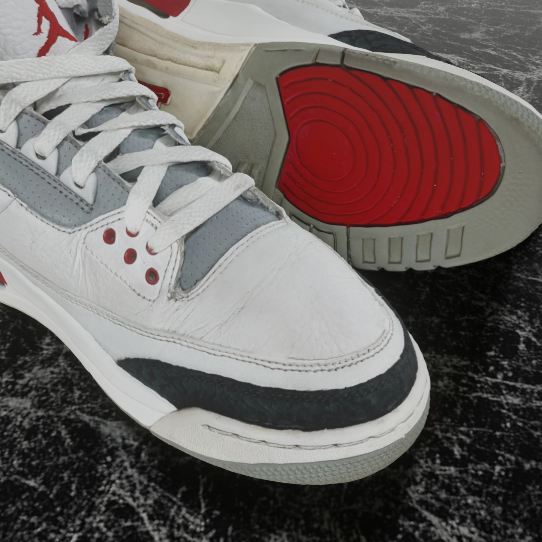AIR JORDAN 3 FIRE RED 3D SHOES Low-poly 3D model_11