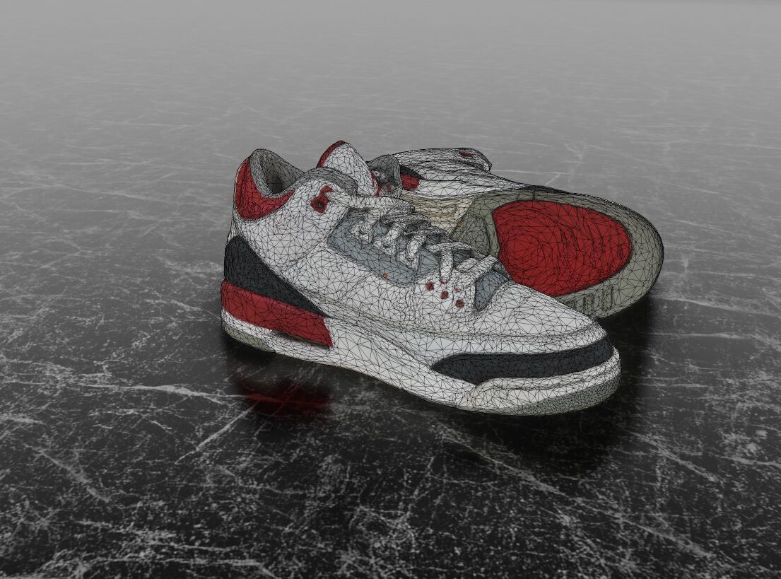 AIR JORDAN 3 FIRE RED 3D SHOES Low-poly 3D model_12