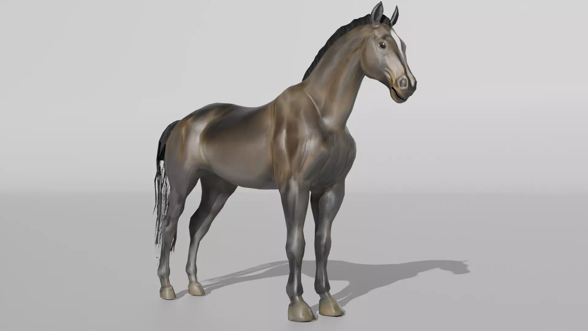 Realistic Muscular Horse Low-poly 3D model_0