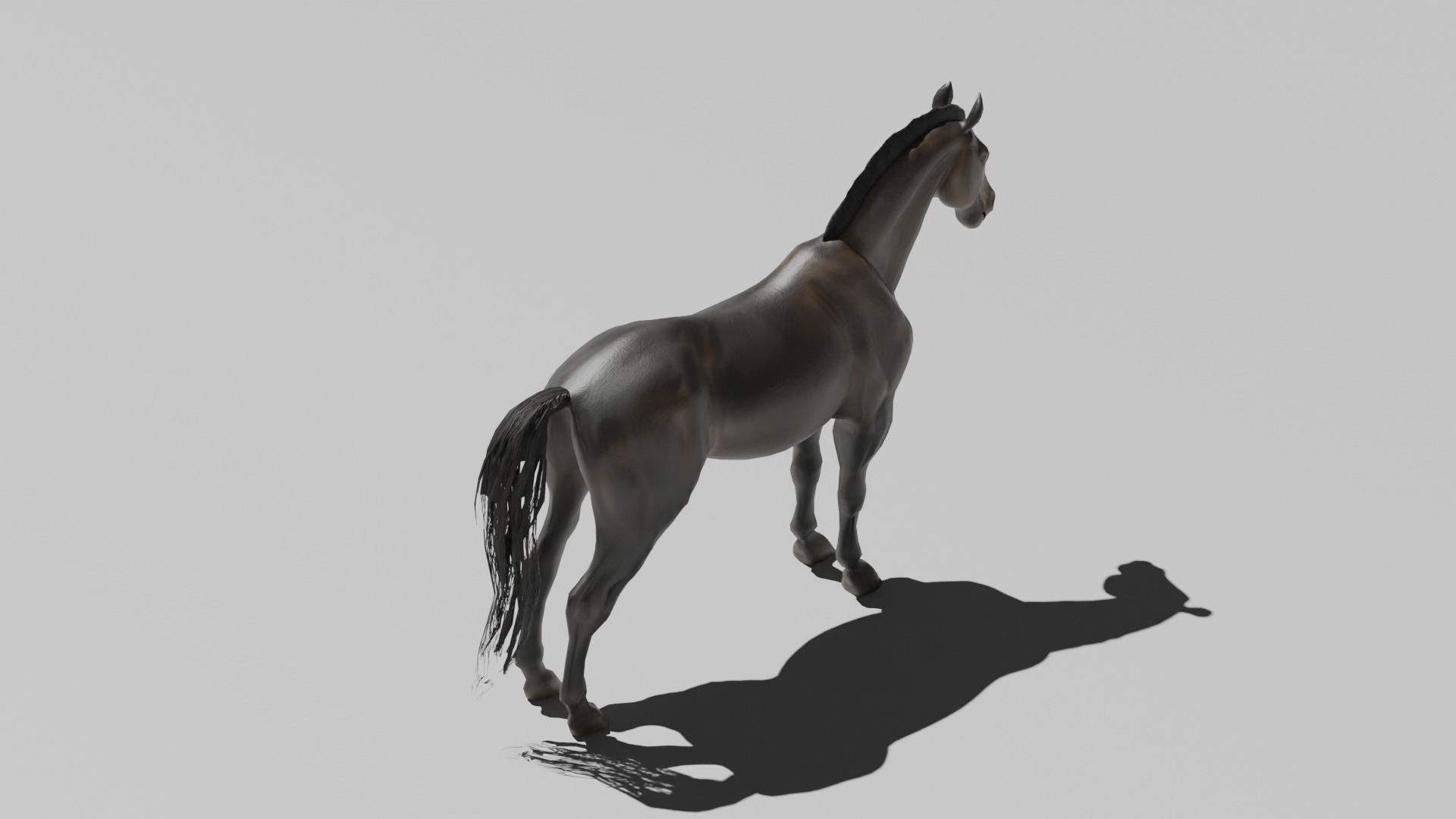 Realistic Muscular Horse Low-poly 3D model_2