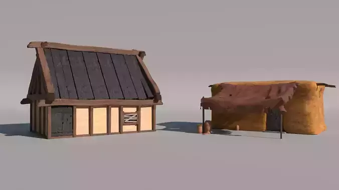  Old Low Poly  houses  