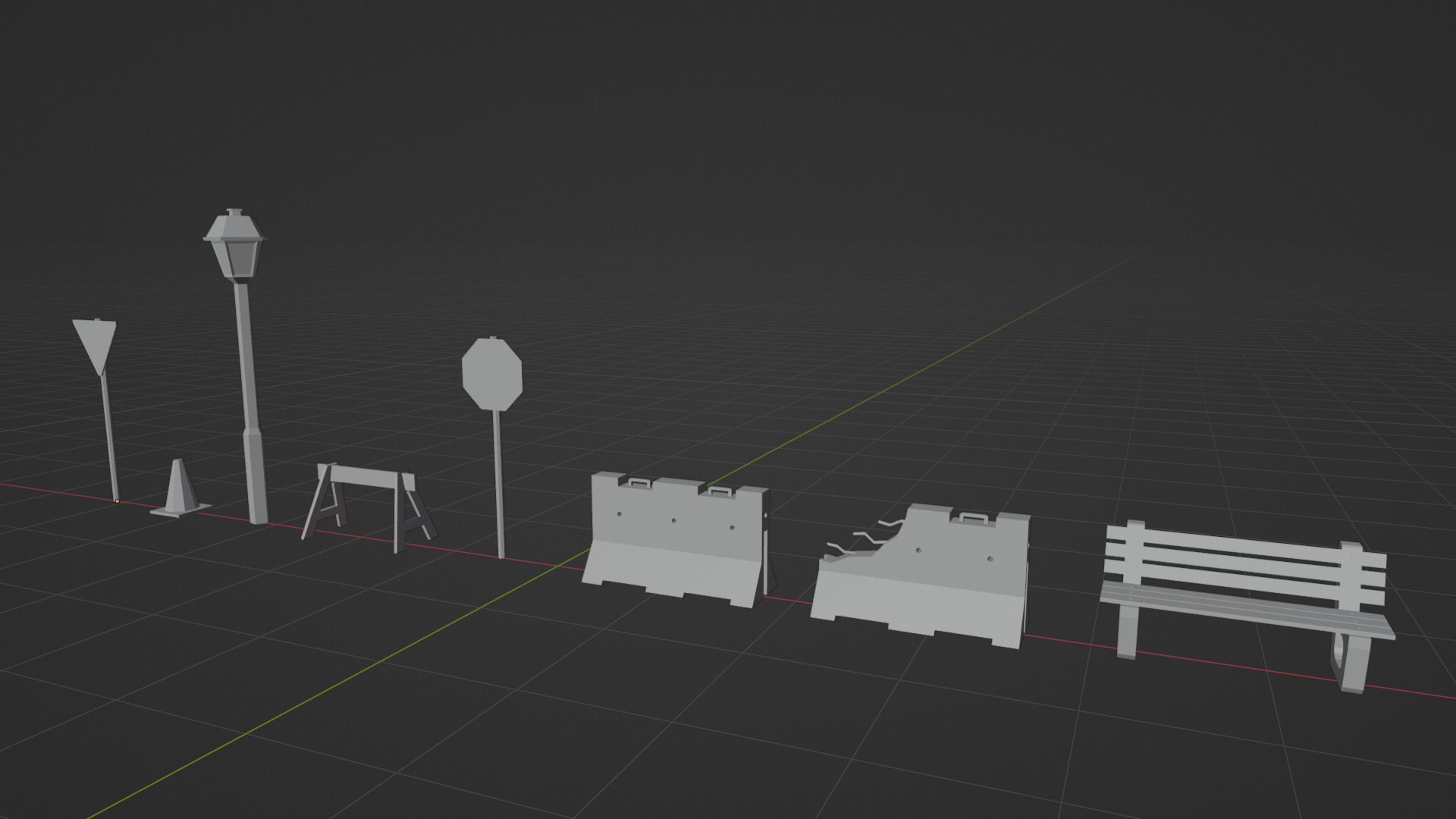 STREET ASSETS 1 - LOW POLY - PS1 RETRO STYLE Low-poly 3D model_6