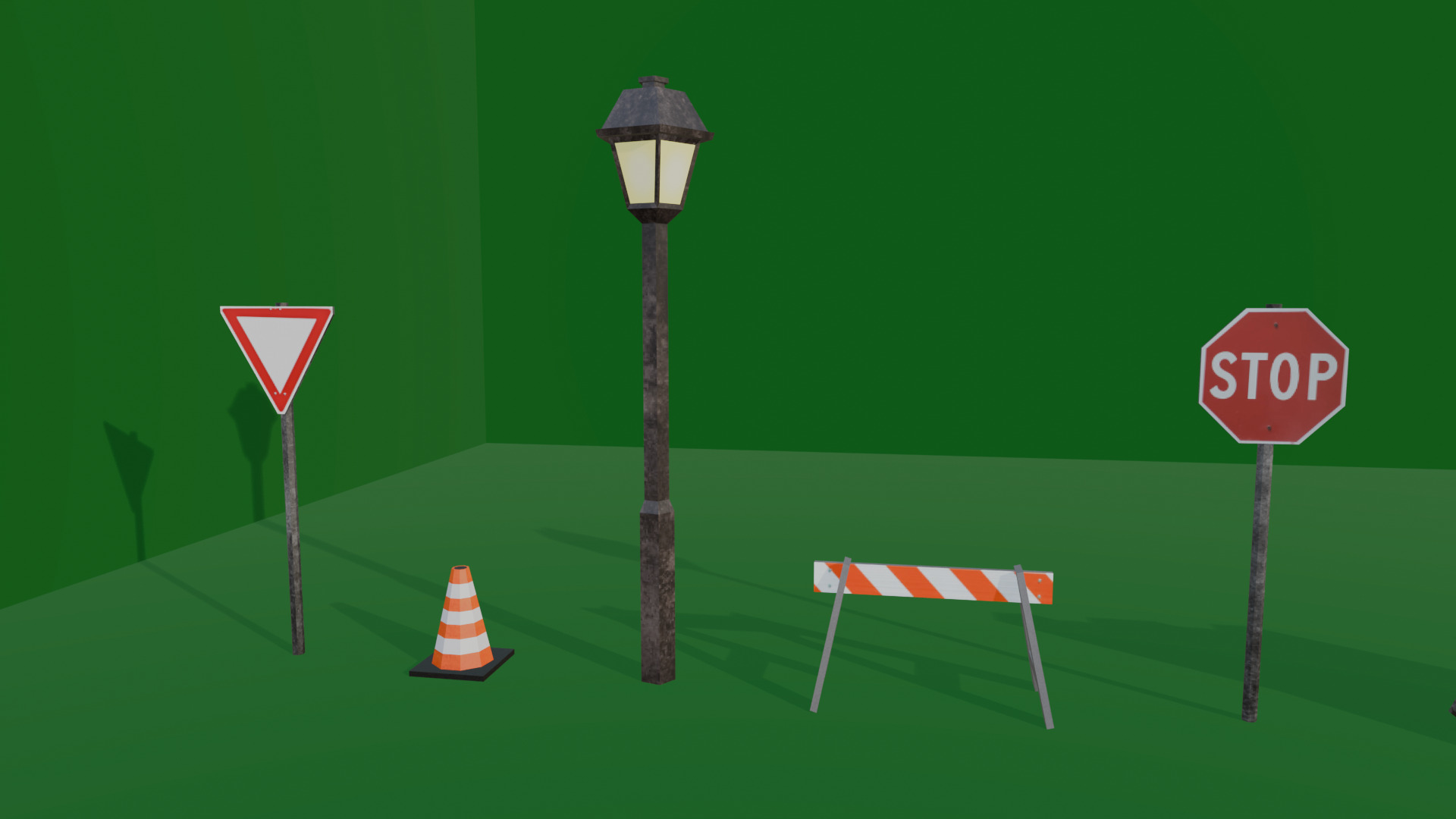 STREET ASSETS 1 - LOW POLY - PS1 RETRO STYLE Low-poly 3D model_2