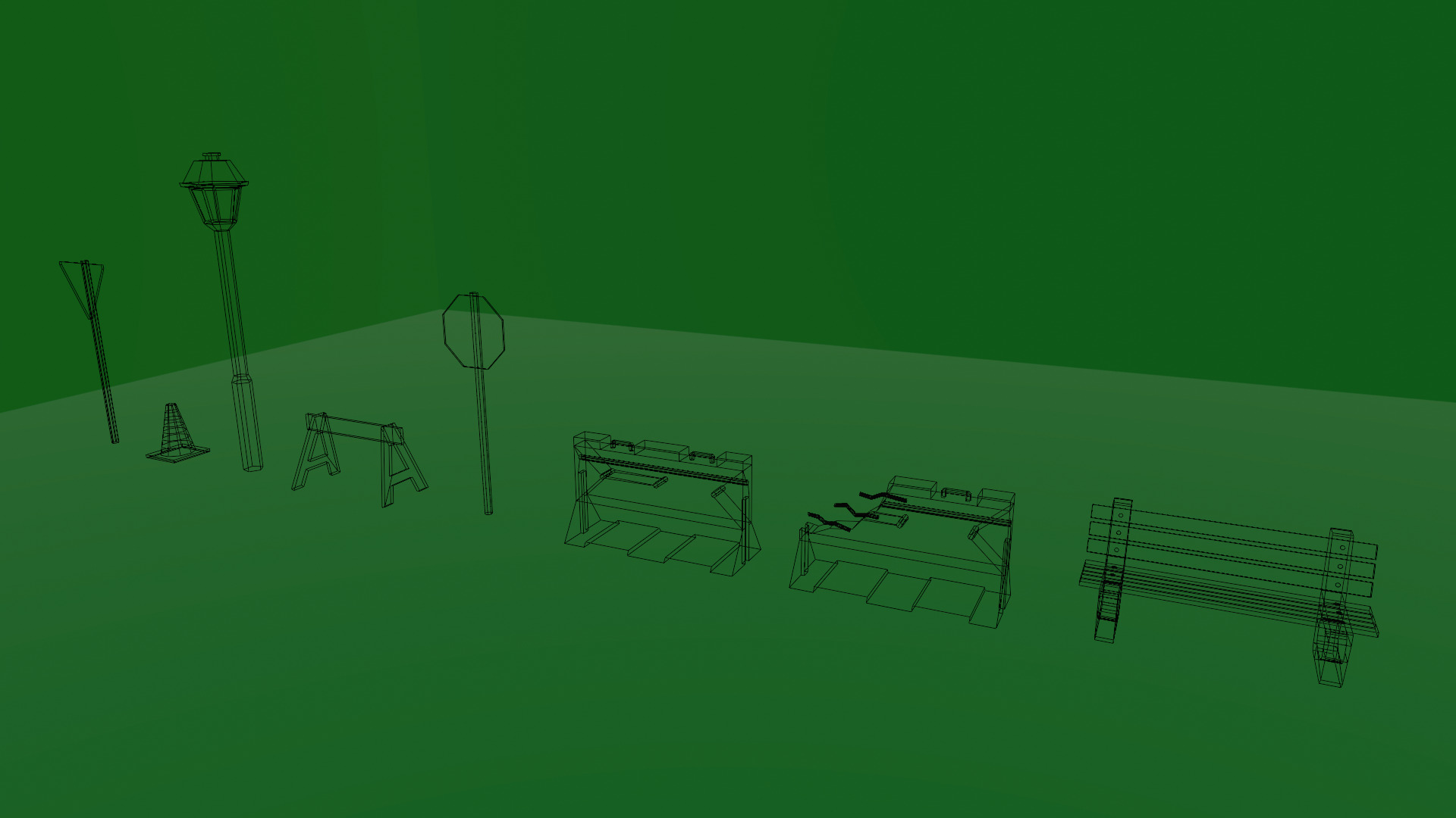 STREET ASSETS 1 - LOW POLY - PS1 RETRO STYLE Low-poly 3D model_4