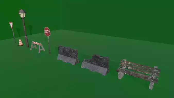 STREET ASSETS 1 - LOW POLY - PS1 RETRO STYLE