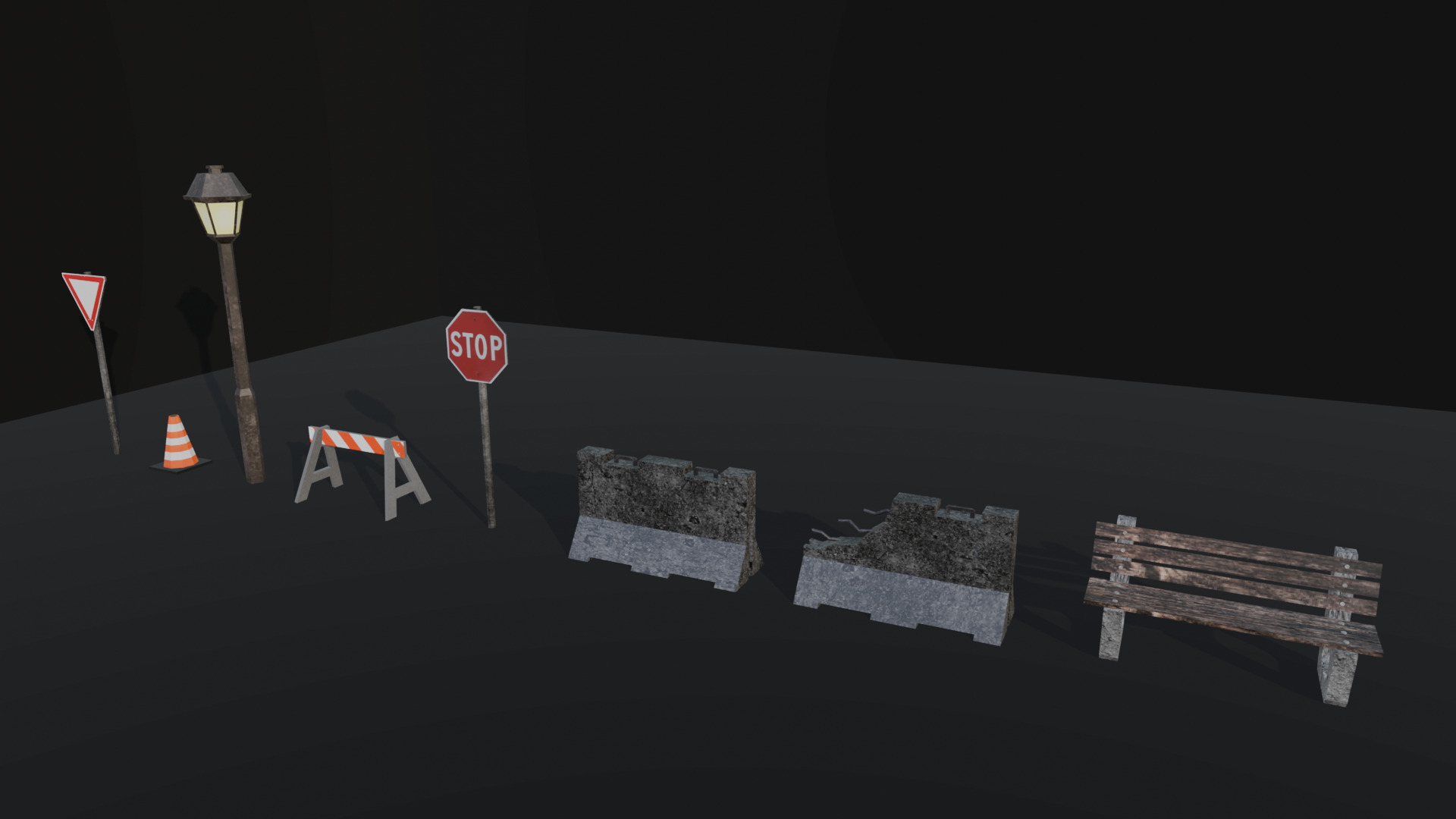 STREET ASSETS 1 - LOW POLY - PS1 RETRO STYLE Low-poly 3D model_5