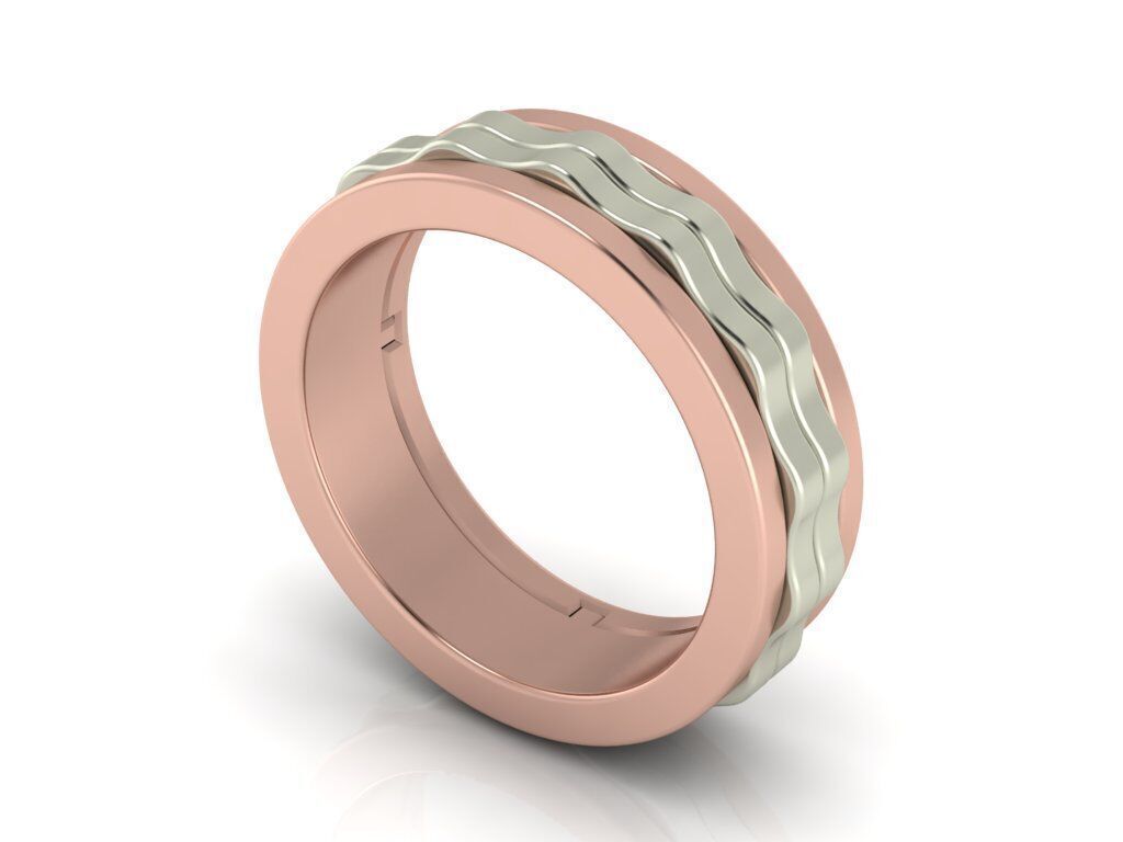 Rotating Dual-Tone Wedding Band Set 3D print model_21