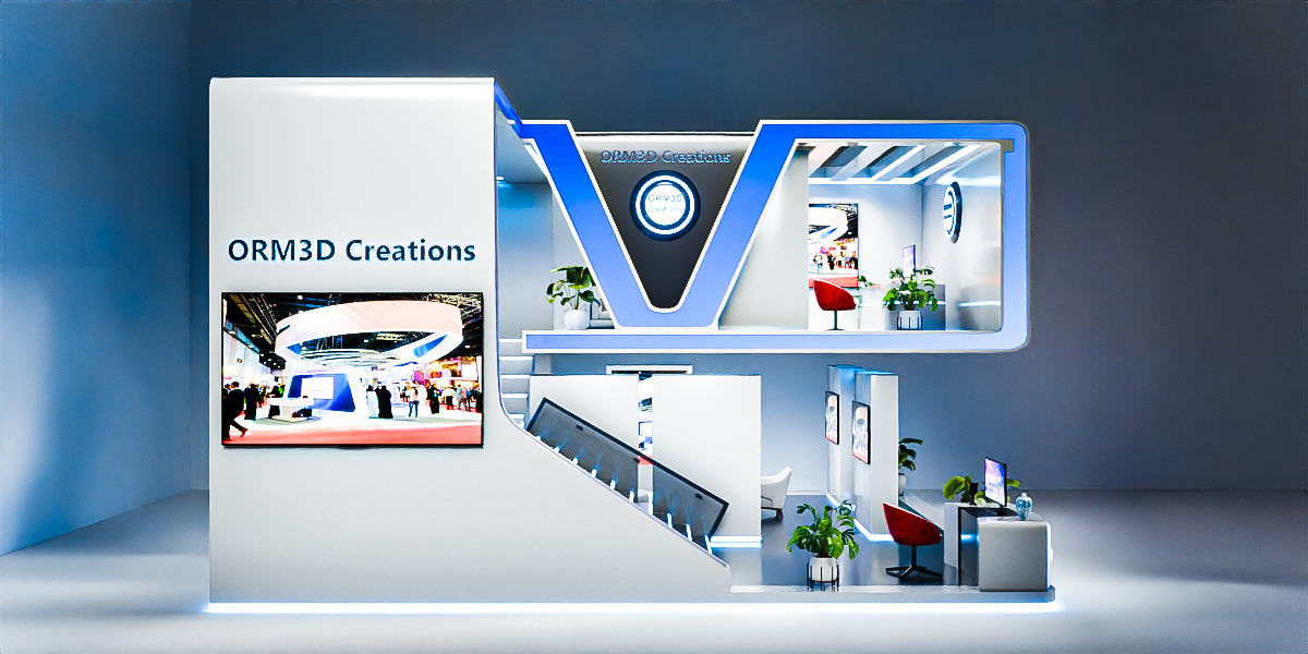Modern Double-Story Exhibition Booth Design 3D model_13
