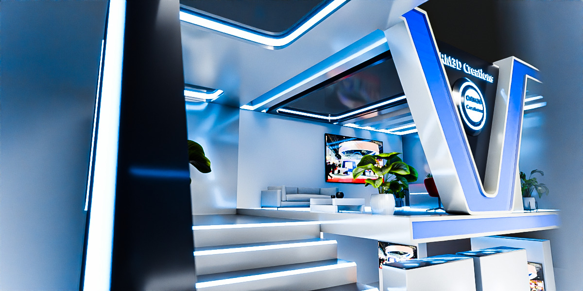 Modern Double-Story Exhibition Booth Design 3D model_9