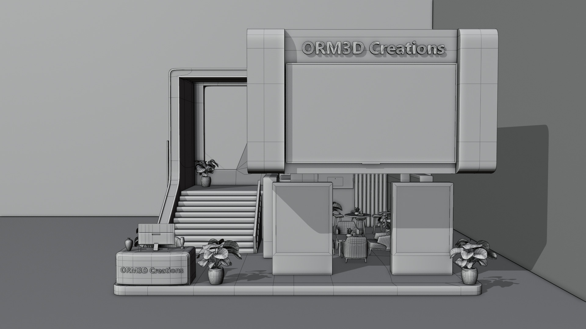 Modern Double-Story Exhibition Booth Design 3D model_25