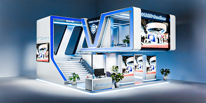 Modern Double-Story Exhibition Booth Design 3D model