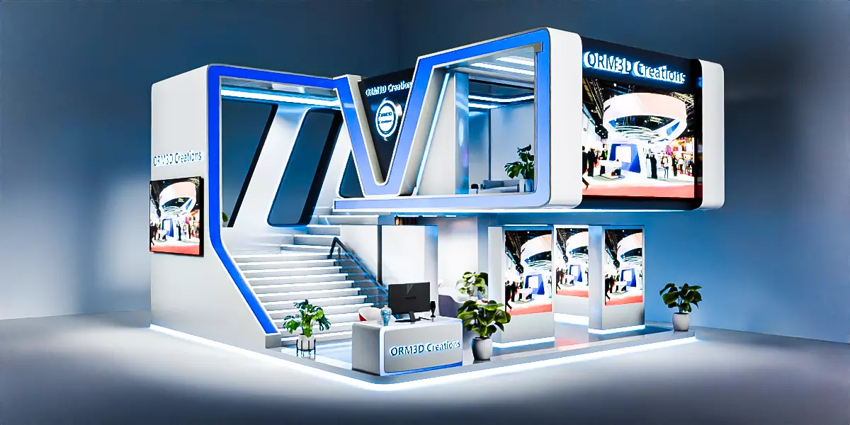 Modern Double-Story Exhibition Booth Design 3D model_0
