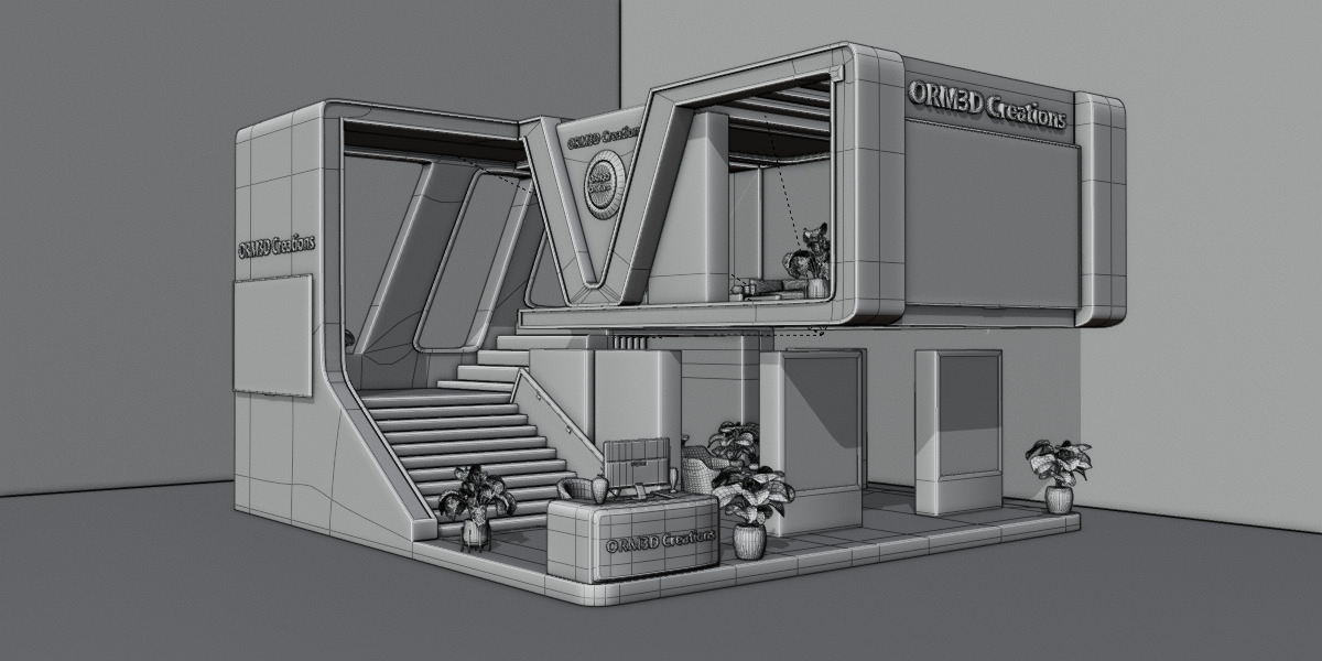 Modern Double-Story Exhibition Booth Design 3D model_31