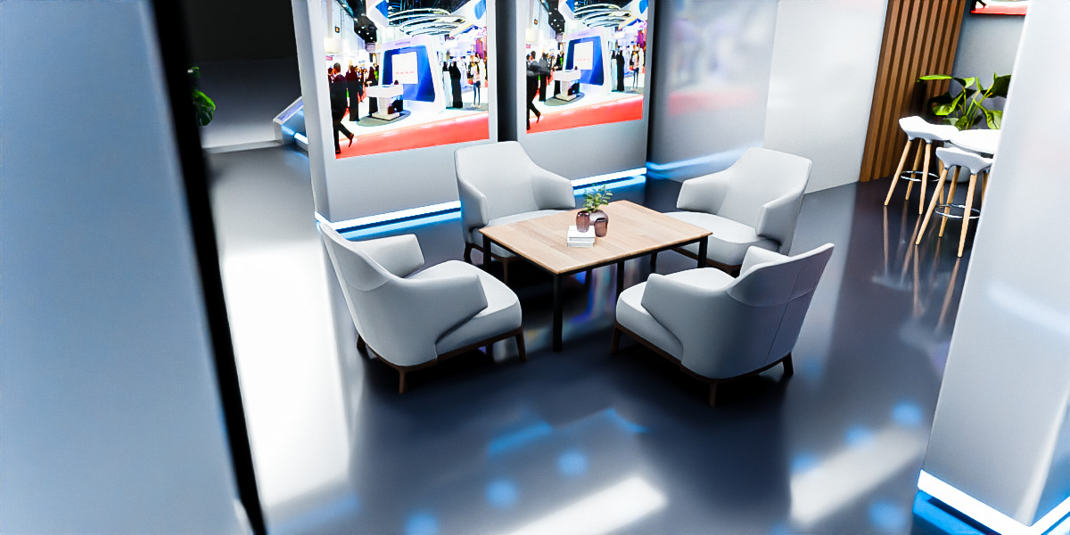 Modern Double-Story Exhibition Booth Design 3D model_6