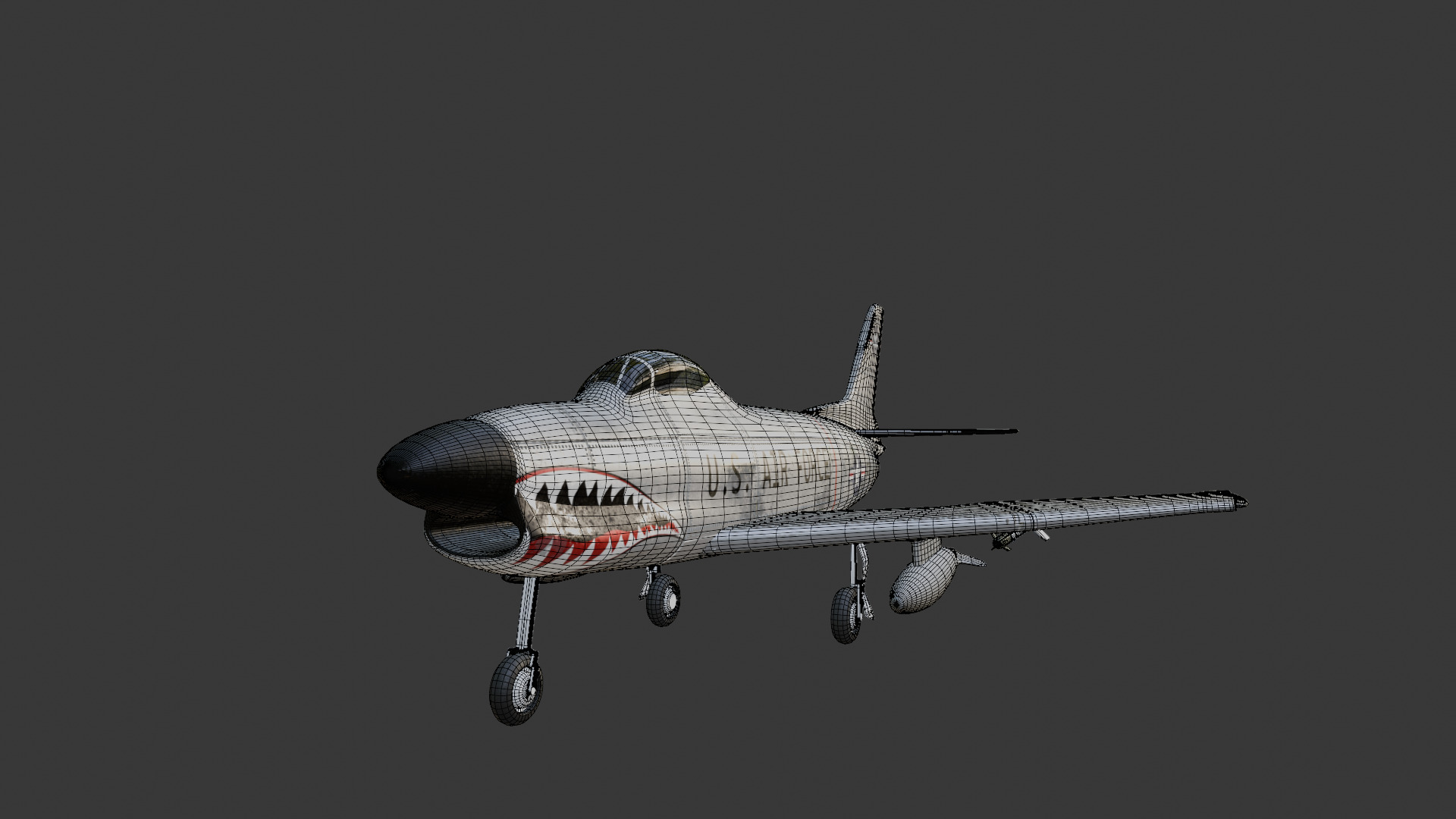 F-86D Sabre Dog Low-poly 3D model_5