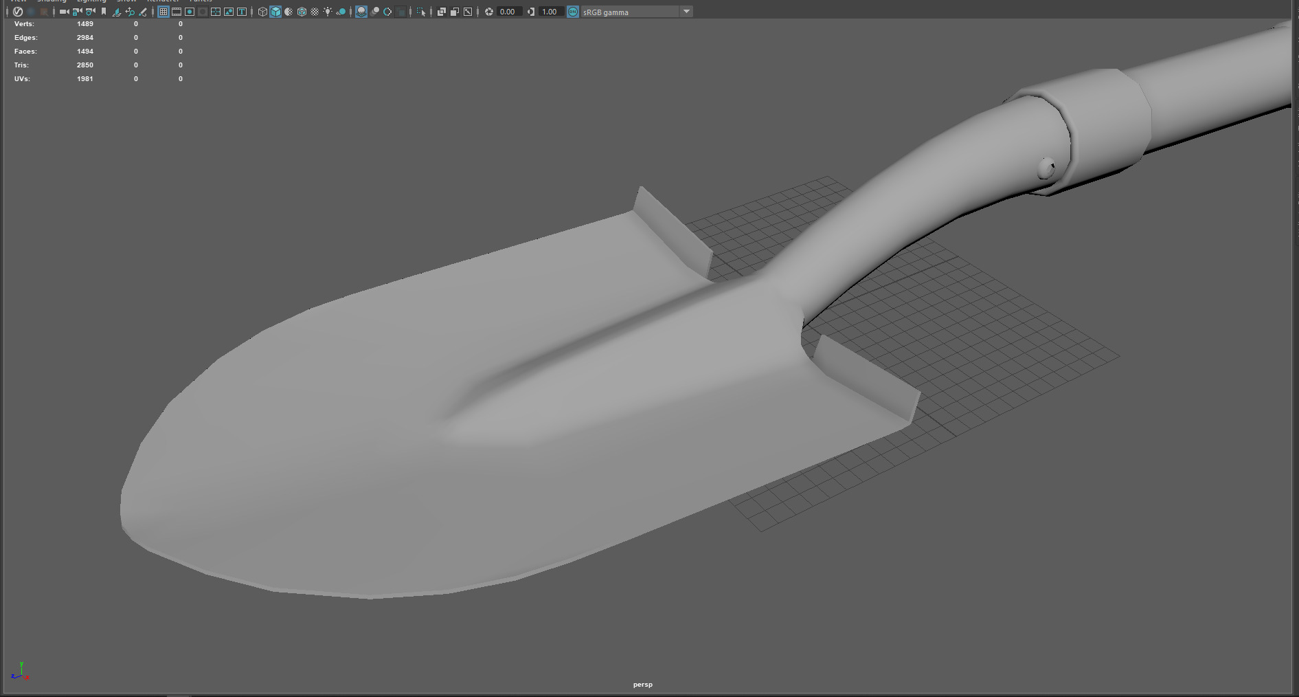 Low Poly Tactical Shovel Game Ready Survival Tool 3D Model Free low-poly 3D model_1