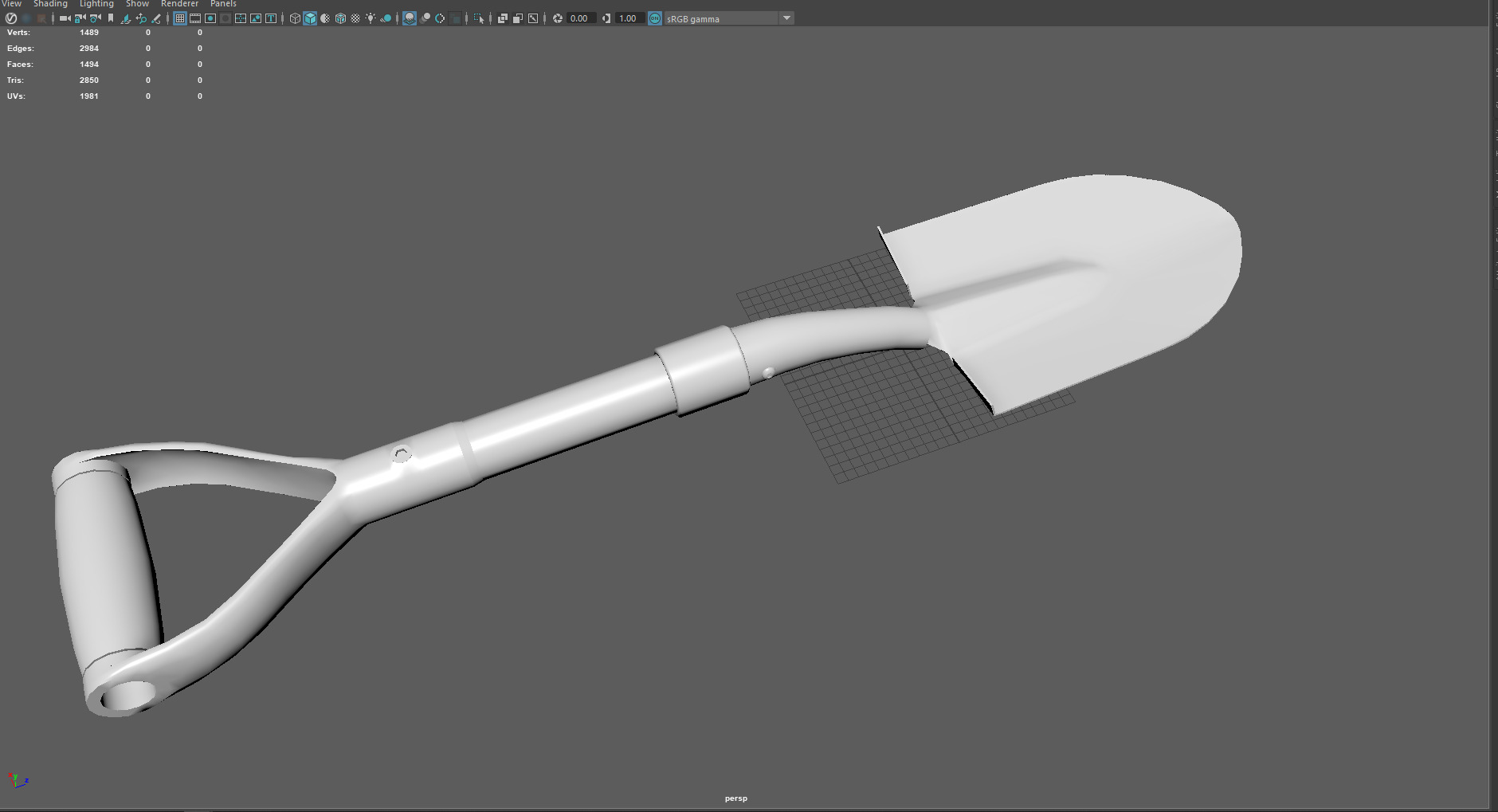 Low Poly Tactical Shovel Game Ready Survival Tool 3D Model Free low-poly 3D model_3