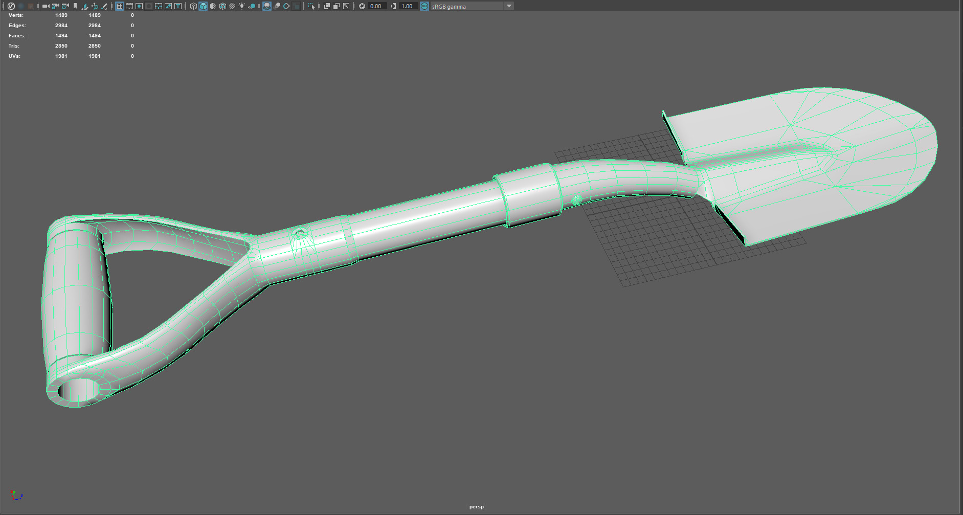 Low Poly Tactical Shovel Game Ready Survival Tool 3D Model Free low-poly 3D model_5
