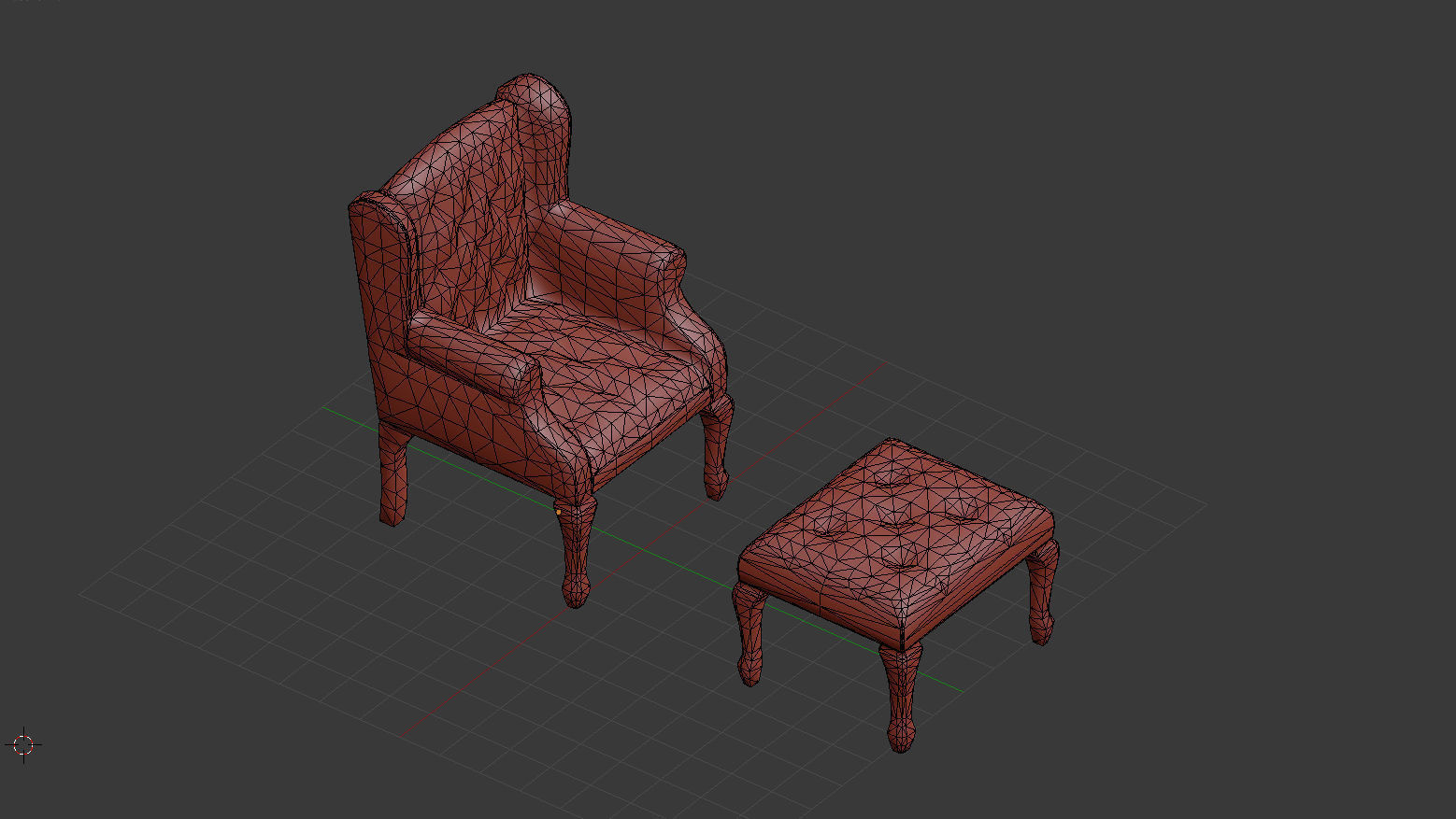 Antique gothic chairs Low-poly 3D model_9