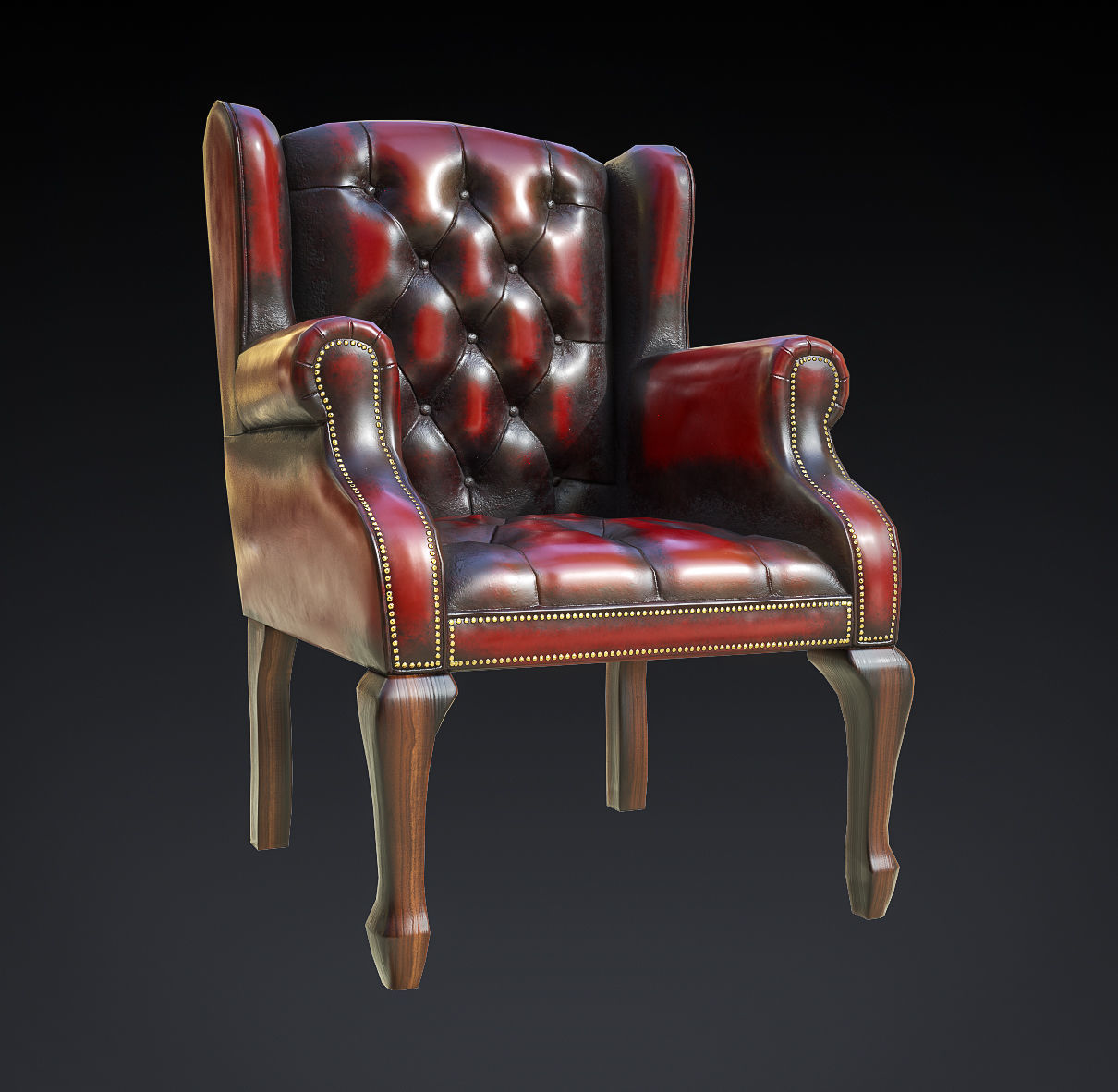 Antique gothic chairs Low-poly 3D model_5