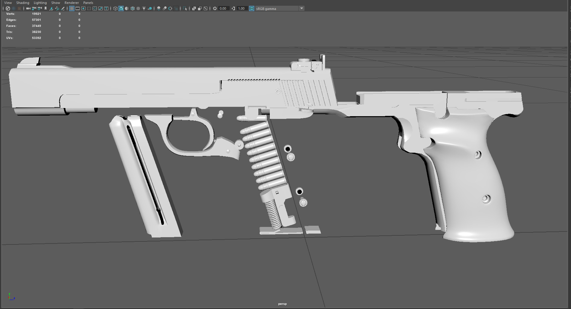 model 41 handgun game ready Low-poly 3D model_1