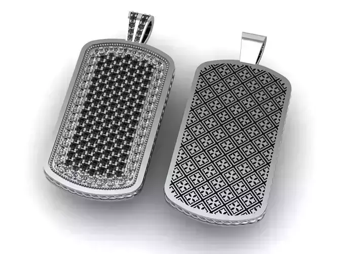 Mens dogtag with white and black diamonds