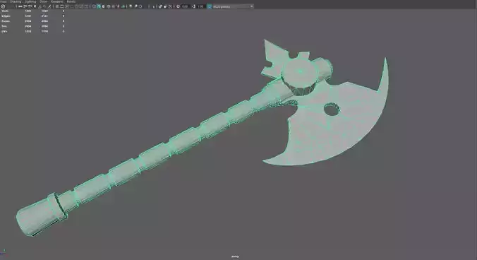 Low Poly Fantasy Battle Axe  Stylized Game-Ready Weapon 3D Model