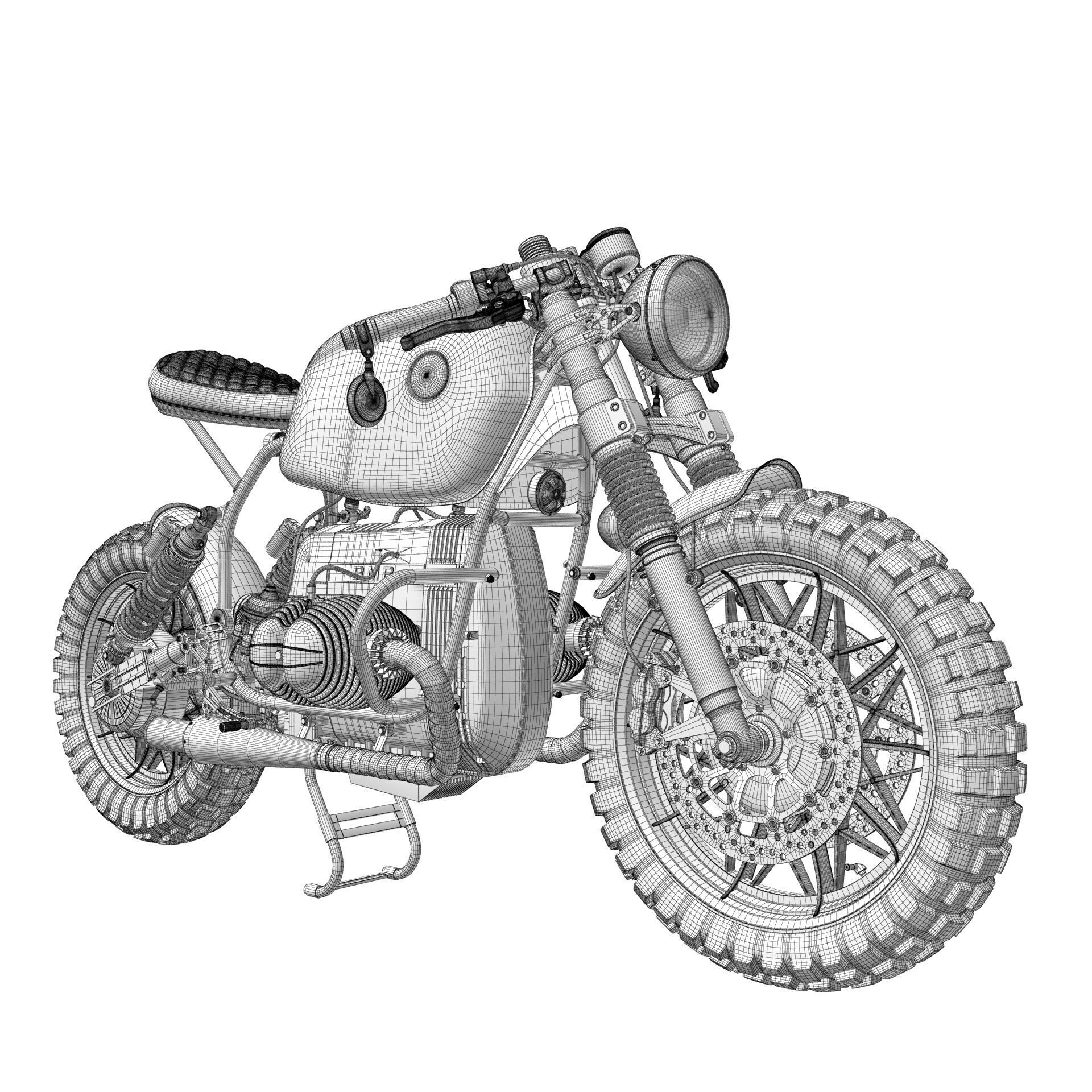 Cafe Racer R80 Motorcycle  3D model_16