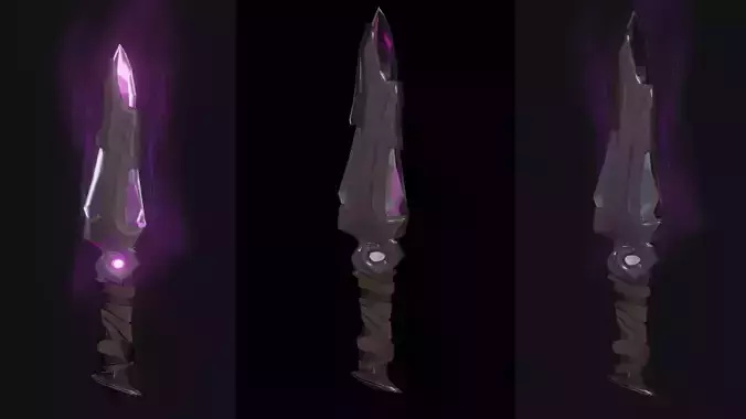 Stylized Purple Stone Dagger 3D Model