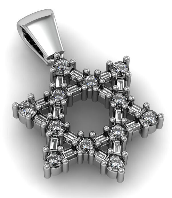 David Star pendant with diamonds 3D print model_3