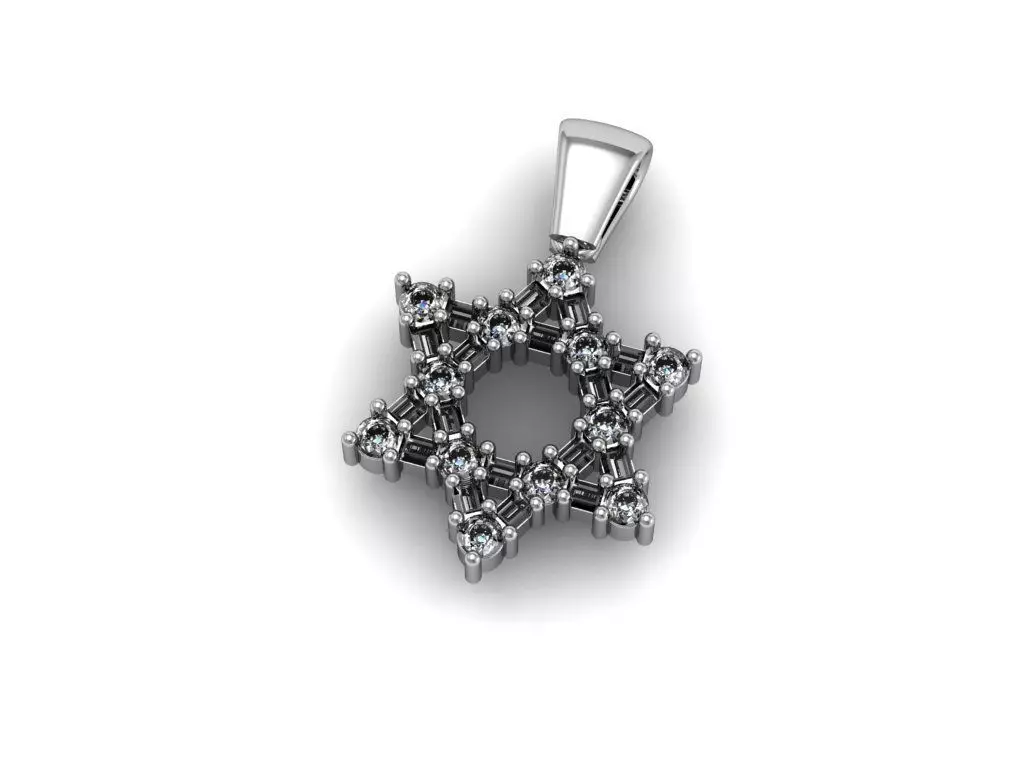 David Star pendant with diamonds 3D print model_0