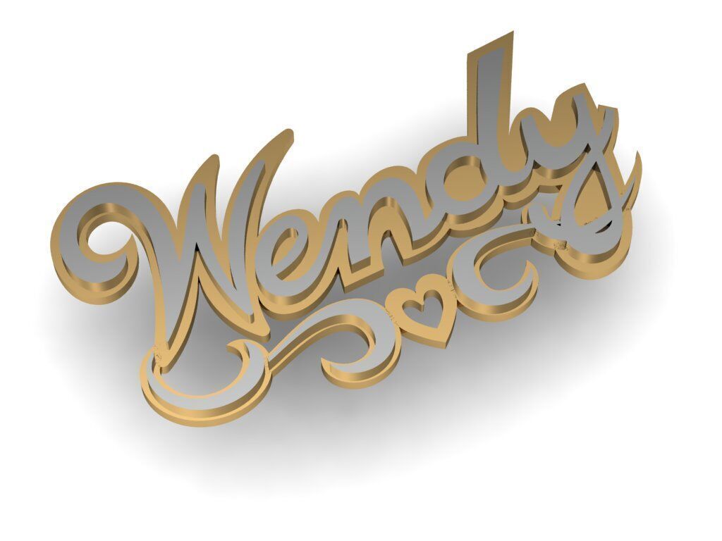Wendy name pendant with diamonds 3D print model_1