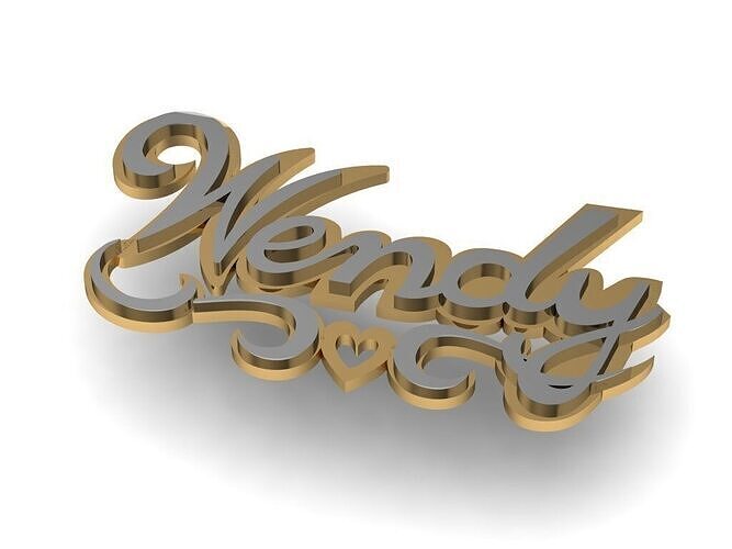 Wendy name pendant with diamonds 3D print model