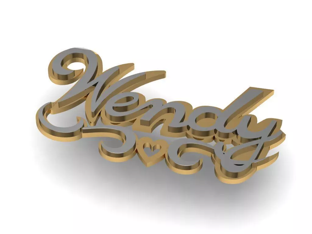 Wendy name pendant with diamonds 3D print model_0