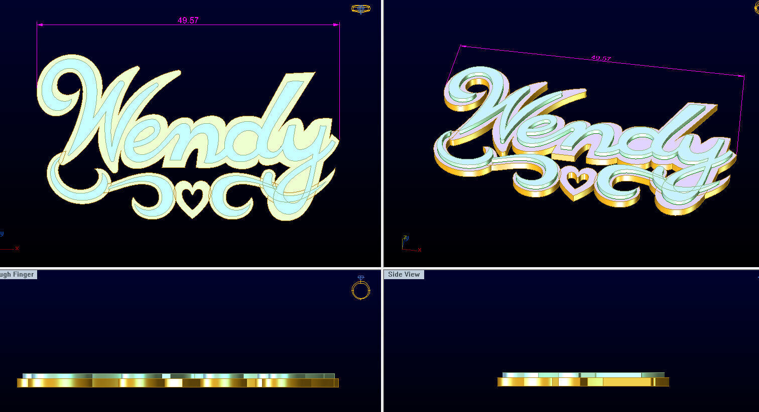 Wendy name pendant with diamonds 3D print model_2