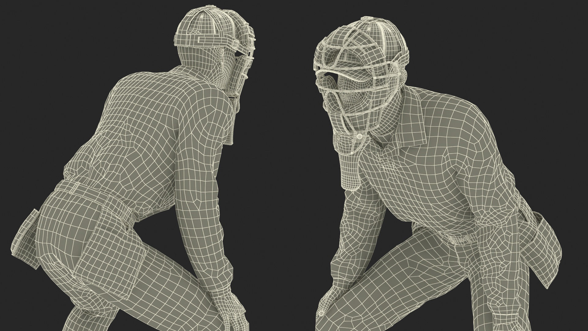 Baseball Umpire with Protective Mask Ready Pose 3D model_29
